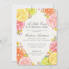 Kleine Süsse Citrus Floral Orange Geburtstagsparty Einladung