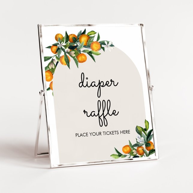 Kleine Süsse Citrus Orange Baby Diaper Raffle Poster (Gender Neutral Citrus Baby Shower Diaper Raffle Sign
)