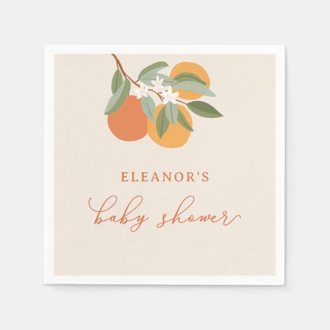 Kleine Süsse Citrus Orange Babydusche Serviette (Vorderseite)