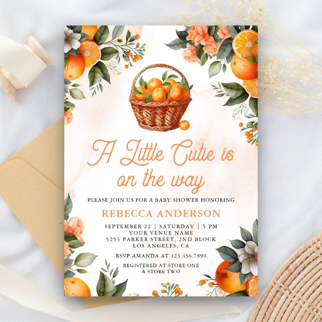 Kleine Süsse Citrus Orange Basket Baby Dusche Einladung (Von Creator hochgeladen)