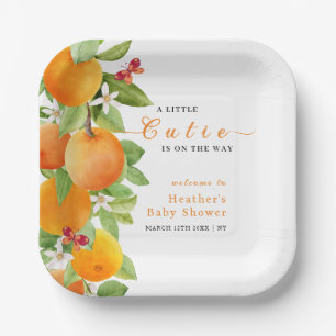 Kleine Süsse Citrus Orange Clementine Babydusche Pappteller