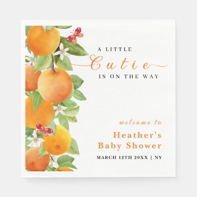Kleine Süsse Citrus Orange Clementine Babydusche Serviette (Vorderseite)
