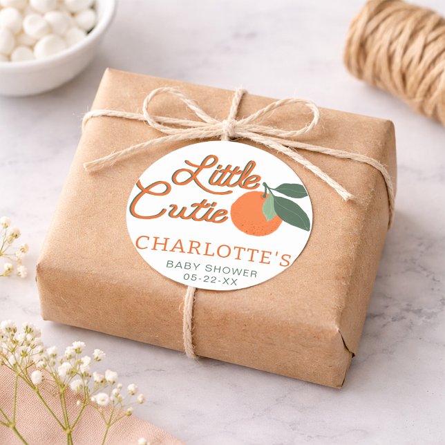 Kleine Süsse Clementine Babydusche Sticker (Little Cutie Favor Sticker)