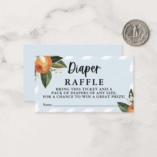 Kleine Süsse Clementine Boy Diaper Raffle Mitteilungskarte (Vorderseite/Rückseite Beispiel)