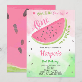 Kleine Süße Eins in Melon Watermelon Einladung