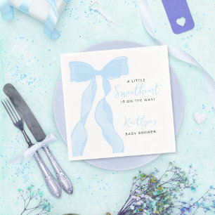 Kleine Süße Elegante Blaue Schleife Baby-Party Serviette