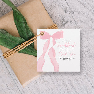 Kleine Süße Elegante Rosa Schleife Baby Shower Geschenkanhänger