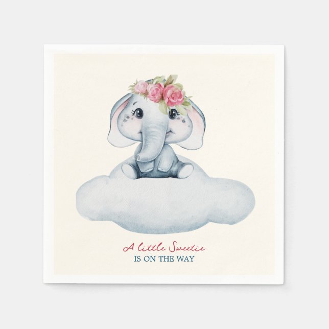 Kleine Süsse Elephant Baby Dusche Napkins Serviette (Vorderseite)