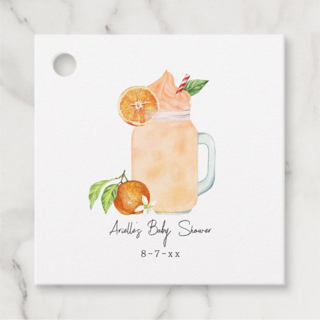 Kleine Süsse Fruchtsmoothie Girl Babydusche Geschenkanhänger (Vorderseite)
