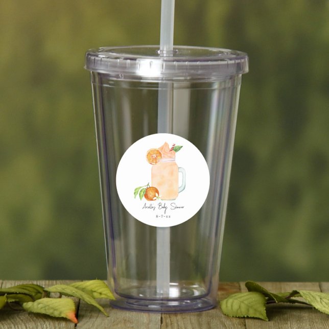 Kleine Süsse Fruchtsmoothie Girl Babydusche Runder Aufkleber (Von Creator hochgeladen)
