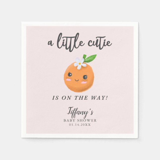 Kleine Süsse Girl Babydusche Clementine Serviette (Vorderseite)