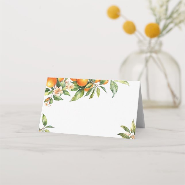 Kleine Süsse Grüne Citrus Orange Platzkarte (Vorderseite)