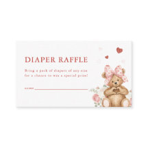 Kleine Süße-Herz-Bär-Windel-Raffle-Karte