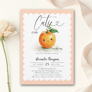 Kleine Süße Herz Orange Floral Röte Babyparty Einladung