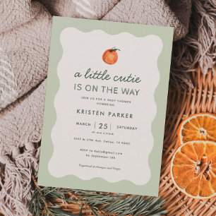 Kleine Süsse ist auf dem Weg Mandarine Baby Dusche Einladung