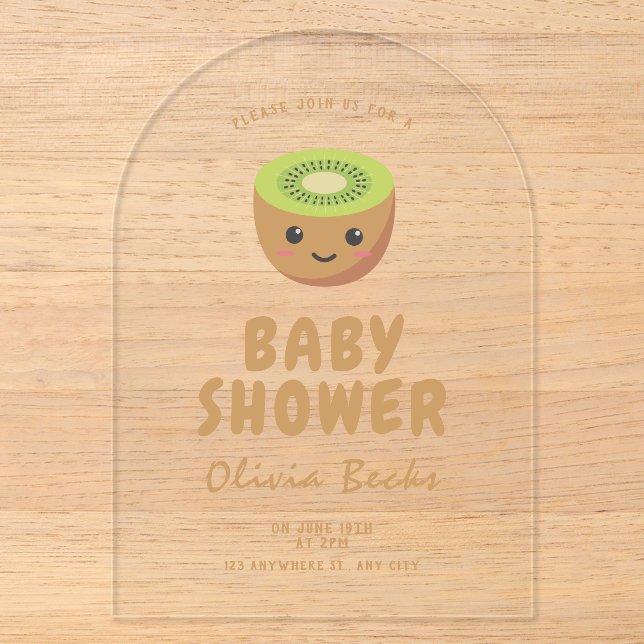 Kleine Süsse Kiwi Babydusche Acryleinladungen (Vorderseite)