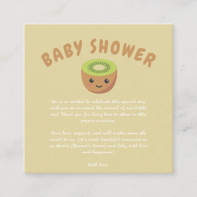 Kleine Süsse Kiwi Babydusche Begleitkarte (Vorderseite)