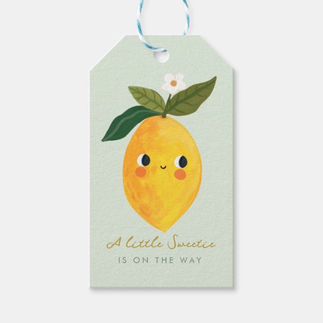 Kleine Süsse Lemon Babydusche Geschenkanhänger (Vorderseite)