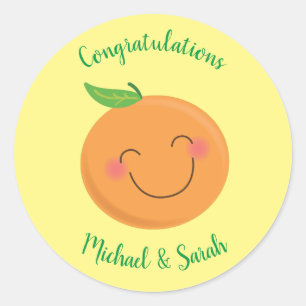 Kleine Süsse Mandarine Baby Duwer Gender Neutral Runder Aufkleber