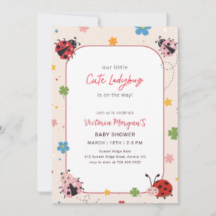 Kleine süße Marienkäfer-Mädchen-Baby-Party Einladung
