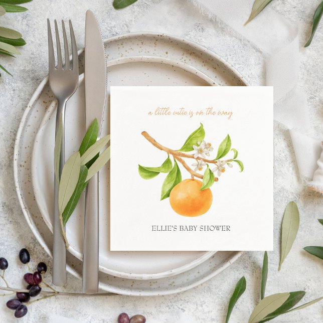 Kleine Süsse Minimalistische Ästhetische Babydusch Serviette (A little cutie is on the way | Personalized napkins for baby shower)