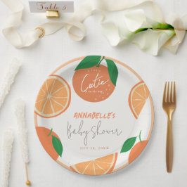 Kleine Süsse Moderne Orange Babydusche Pappteller