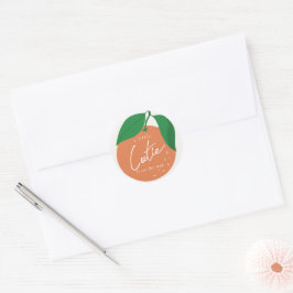 Kleine Süsse Moderne Orange Babydusche Runder Aufkleber