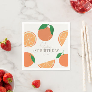 Kleine Süsse Moderner Orange Geburtstag Serviette