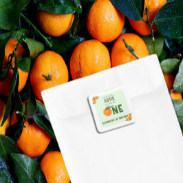 Kleine Süsse Orange 1. Geburtstag Quadratischer Aufkleber