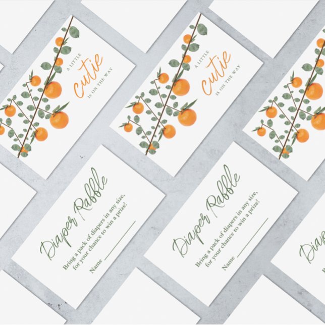 Kleine Süsse Orange Baby Duschdusche Windeln Raffl Begleitkarte (Von Creator hochgeladen)