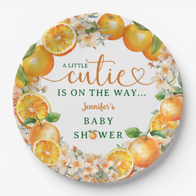 Kleine Süsse Orange Baby Duwer Gender Neutral Pappteller (Vorderseite)