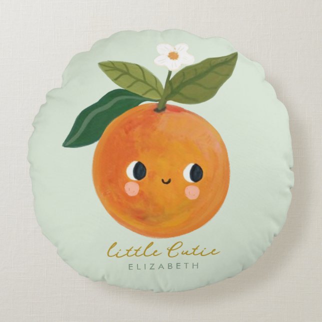 Kleine Süsse Orange Baby Rundes Kissen (Vorderseite)