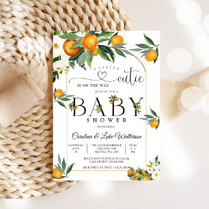 Kleine Süße Orange Baby Shower Einladung