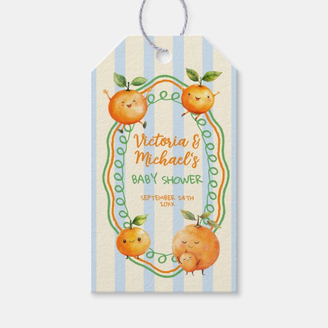 Kleine Süsse Orange Babydusche Geschenkanhänger (Vorderseite)