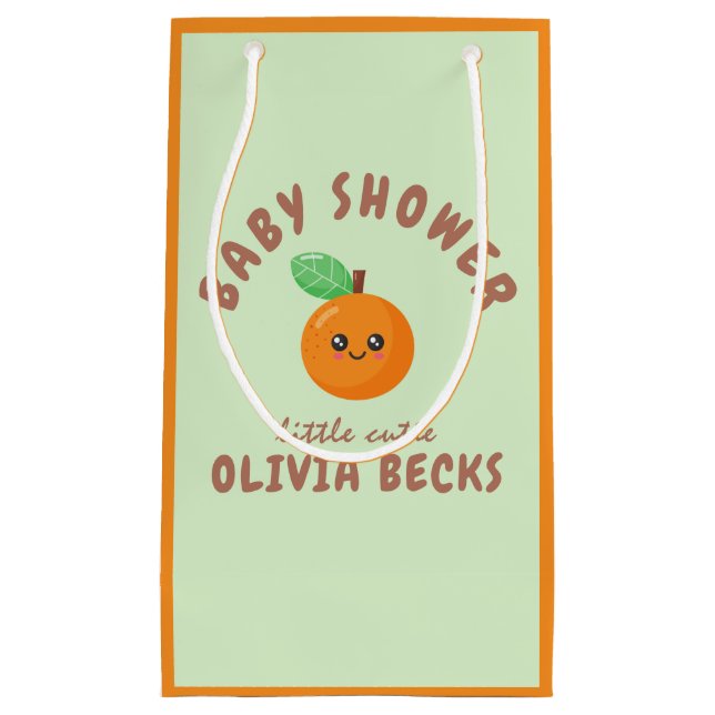 Kleine Süsse Orange Babydusche Geschenktüte (Vorderseite)