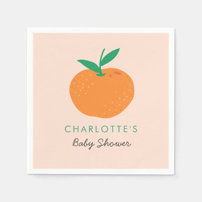 Kleine Süsse Orange Babydusche Napkins Serviette (Vorderseite)