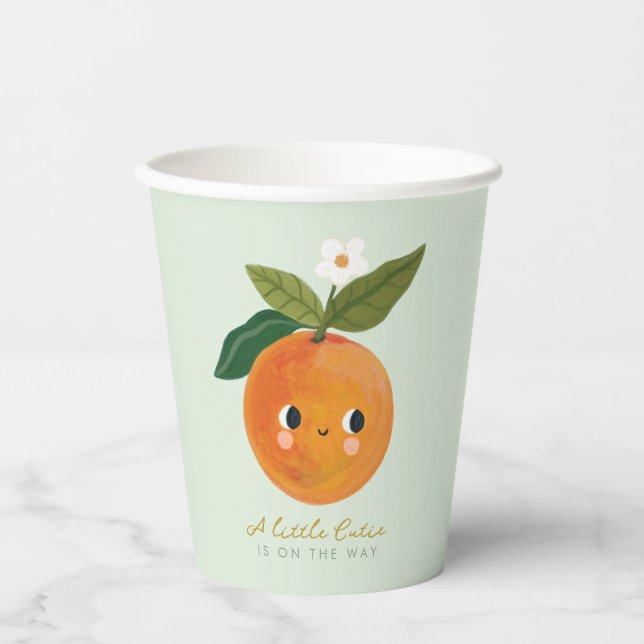 Kleine Süsse Orange Babydusche Pappbecher (Vorderseite)