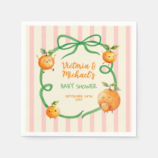 Kleine Süsse Orange Babydusche Serviette (Vorderseite)