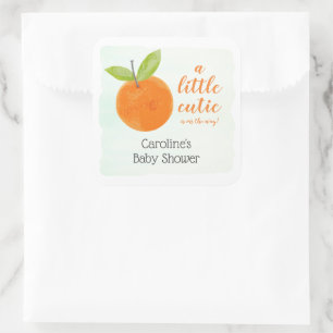 Kleine Süsse Orange Babyduschfavoriten Quadratischer Aufkleber