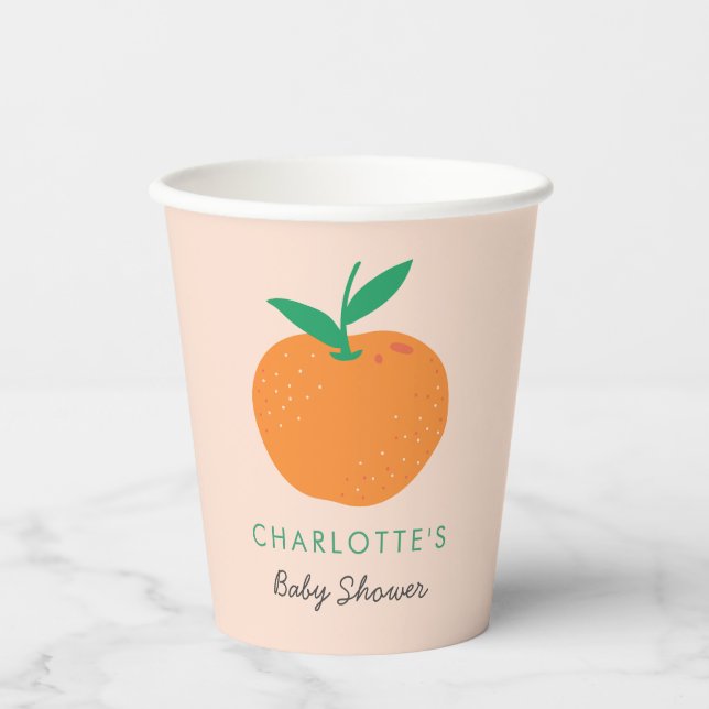 Kleine Süsse Orange Babyduschpapier Pappbecher (Vorderseite)