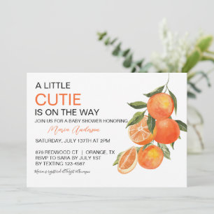 Kleine Süsse Orange Botanical Baby Dusche Einladung
