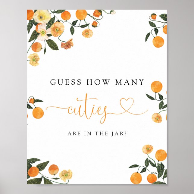 Kleine Süsse Orange Botanische Bücher für Babysign Poster (Vorne)