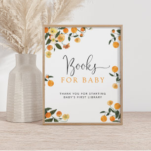 Kleine Süsse Orange Botanische Bücher für Babysign Poster