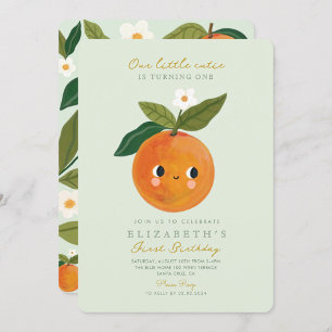 Kleine Süsse Orange Citrus 1. Geburtstag Einladung