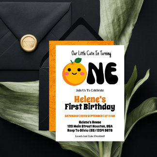 Kleine Süsse Orange Citrus 1. Geburtstag Einladung