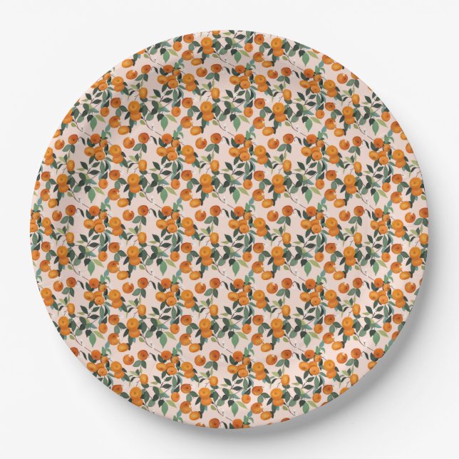 Kleine Süsse Orange Citrus 1. Geburtstag Pappteller (Vorderseite)