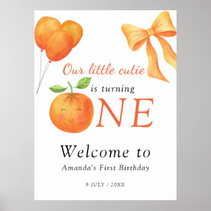 Kleine Süße Orange Citrus 1. Geburtstag Poster