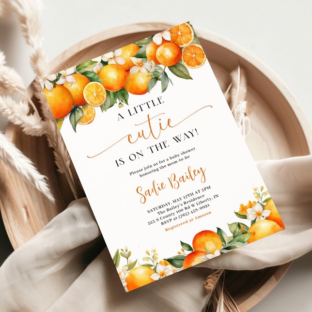 Kleine Süsse Orange Citrus Baby Dusche Einladung (Von Creator hochgeladen)