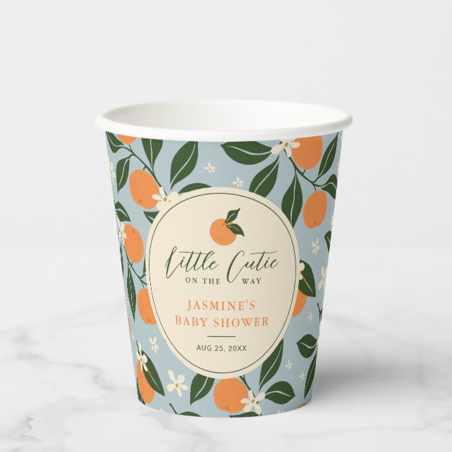 Kleine Süsse Orange Citrus Baby Dusche Pappbecher (Vorderseite)