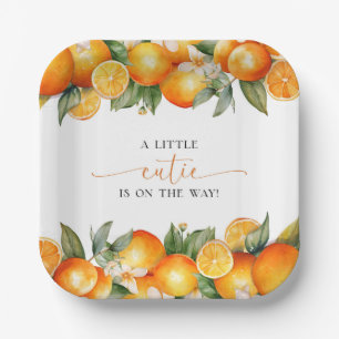 Kleine Süsse Orange Citrus Baby Dusche Pappteller